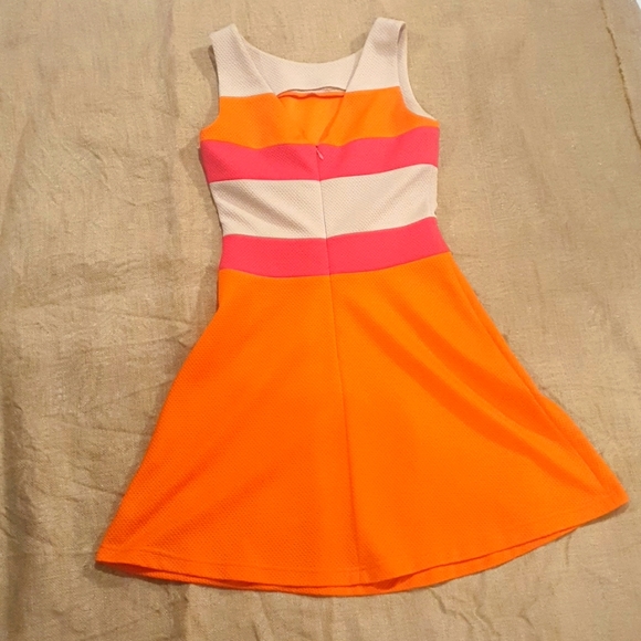 HONEY & BEAU Size 8 orange and pink stripe dress - Picture 5 of 5